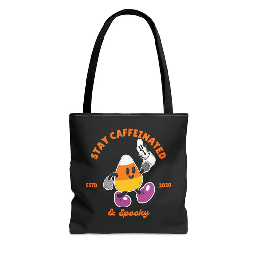 Stay caffeinated and spooky Candy corn tote