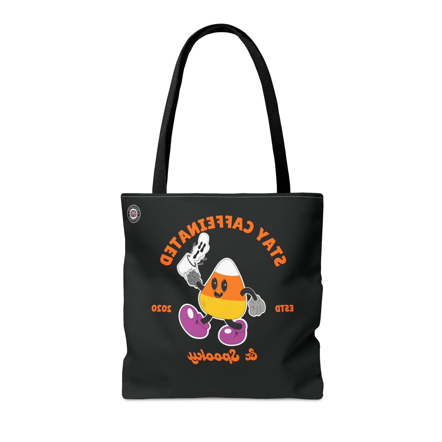 Stay caffeinated and spooky Candy corn tote