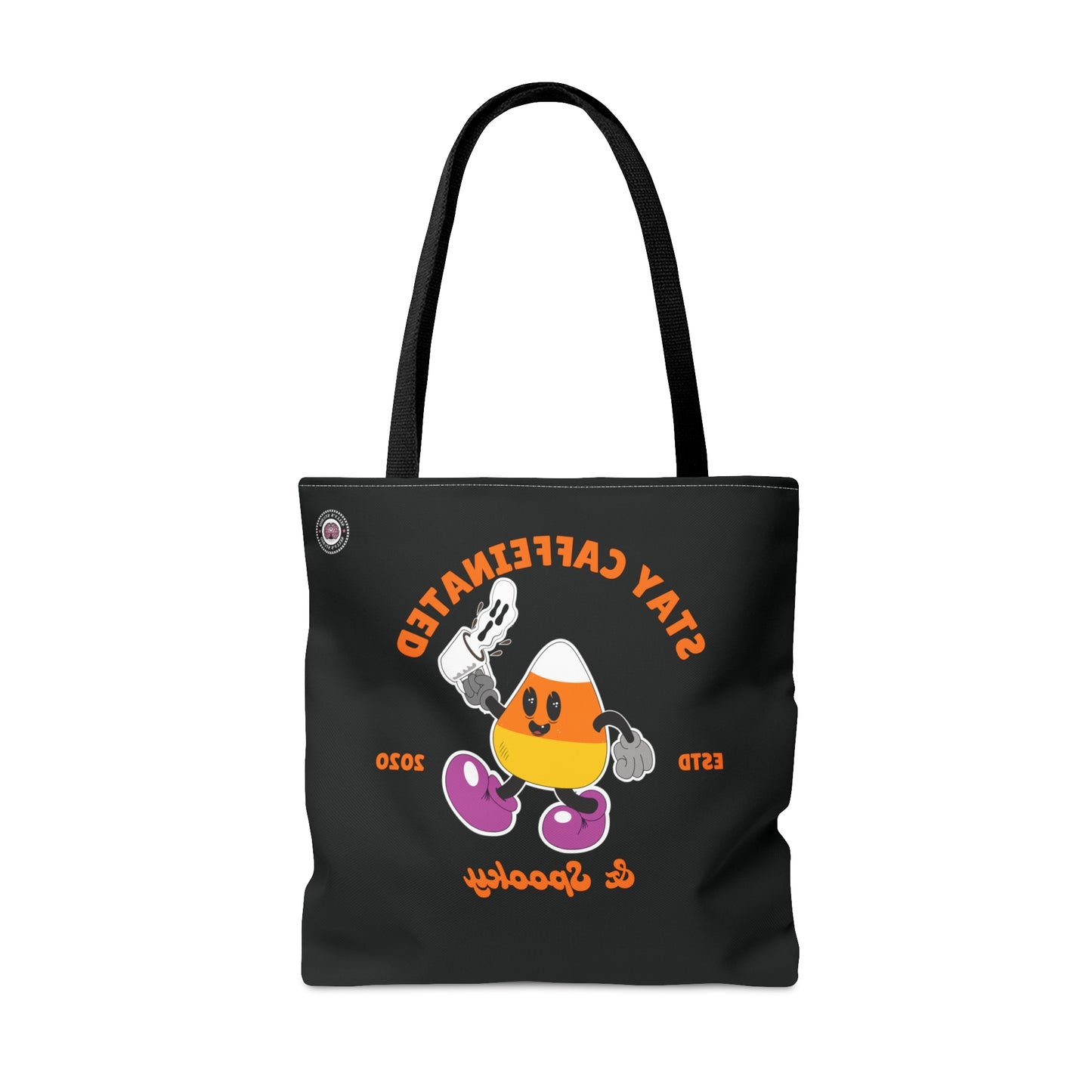 Stay caffeinated and spooky Candy corn tote