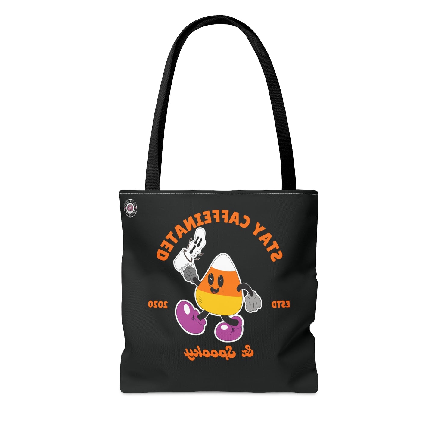 Stay caffeinated and spooky Candy corn tote